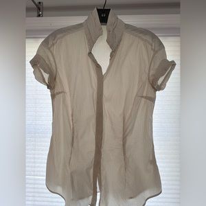 Brunello Cucinelli button down shirt size white/taupe medium